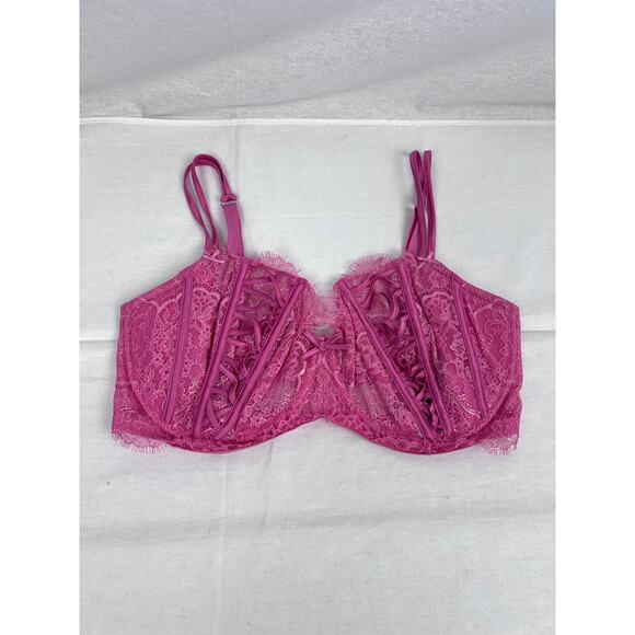 Victoria's Secret Bra Dream Angels Push Up Pink Lace Coquette Lingerie Barbie - Picture 1 of 7